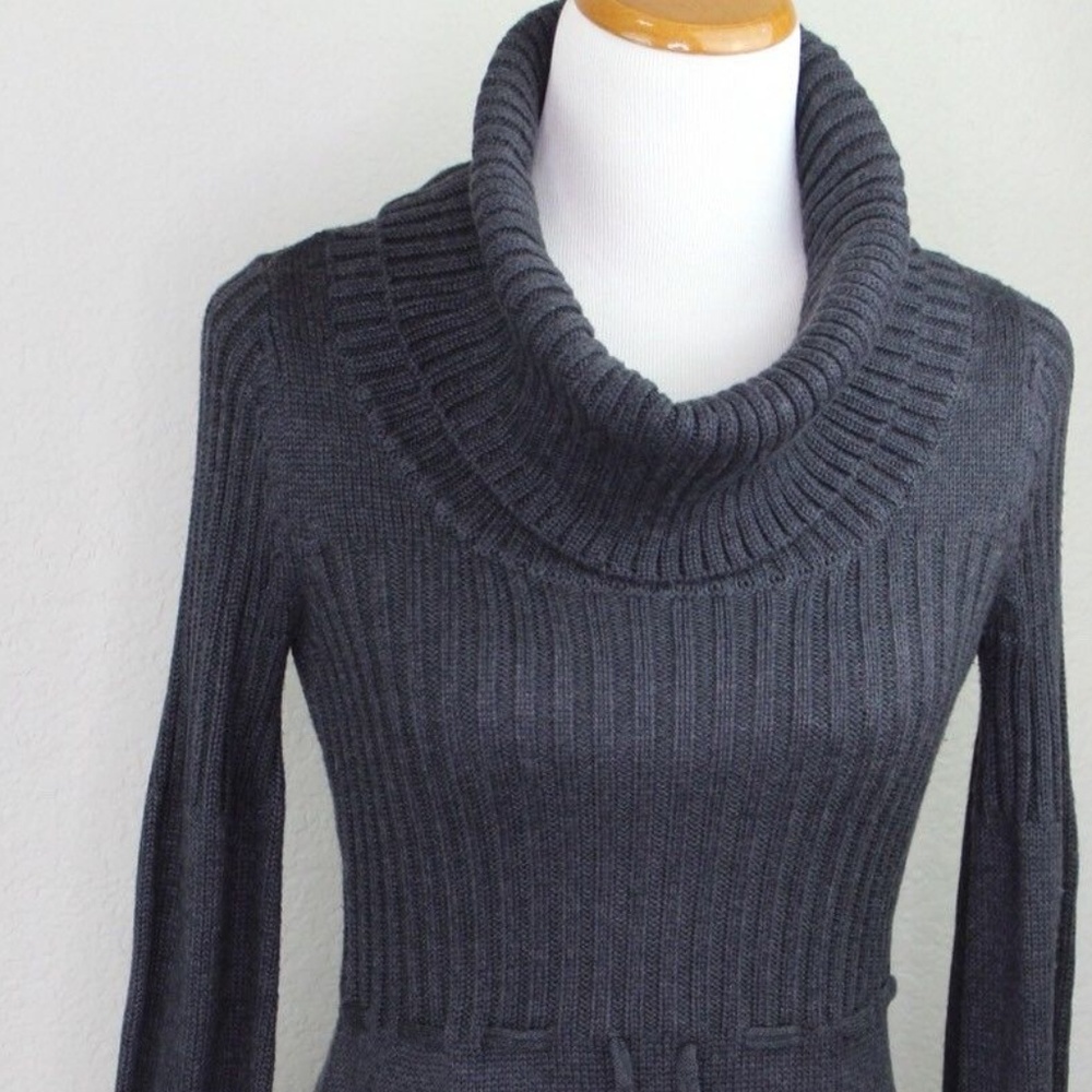 Calvin Klein Gray Cowl Neck Casual Sweaterdress